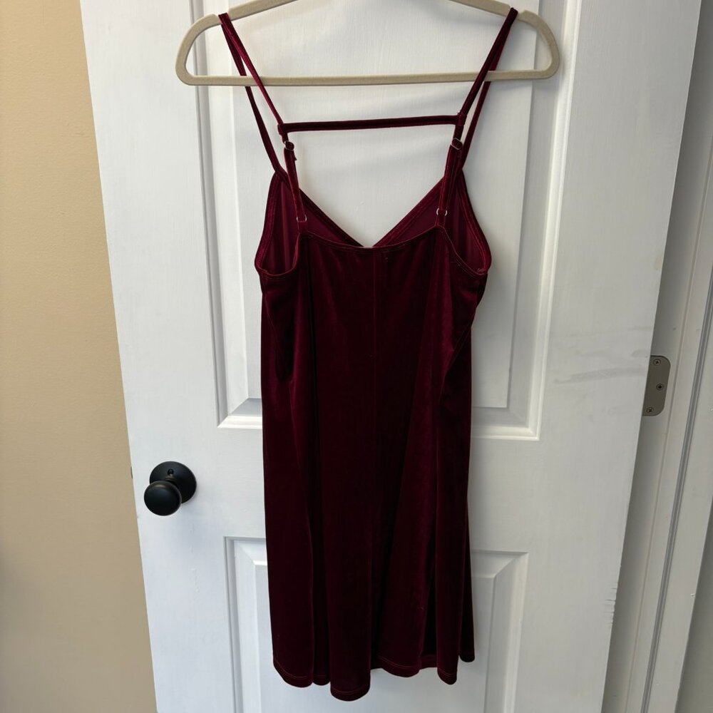 Burgundy Velvet Mini Dress - Picture 2 of 2